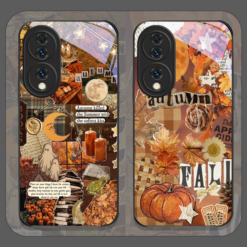Huawei Nova 12 - Retro Autumn Leaves Pumpkin Plaid Pattern