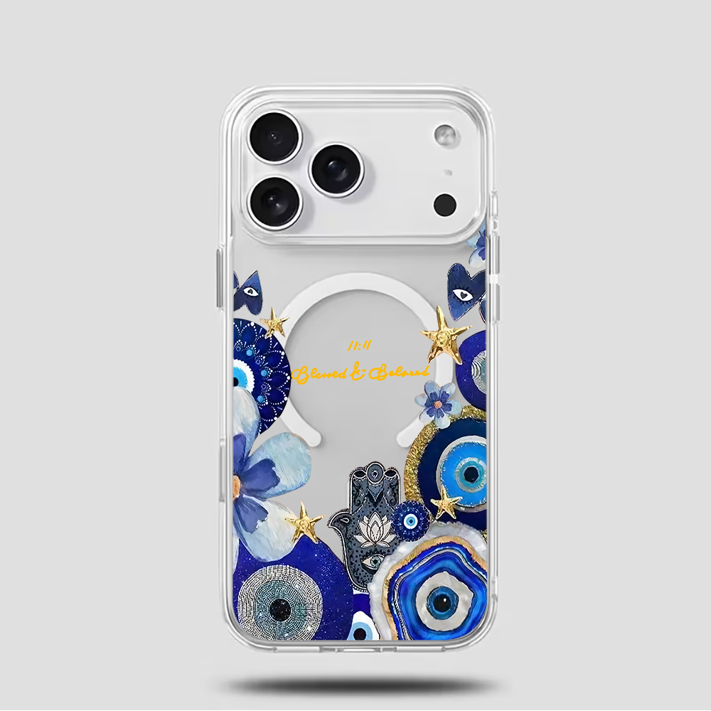 Blue Evil Eye & Floral Phone C - đánh giá và giá Magnetic Phone Case