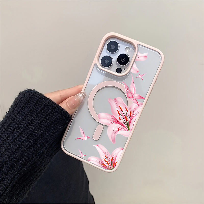 Pink Flower And Birds Magnetic - đánh giá và giá Magnetic Phone Case